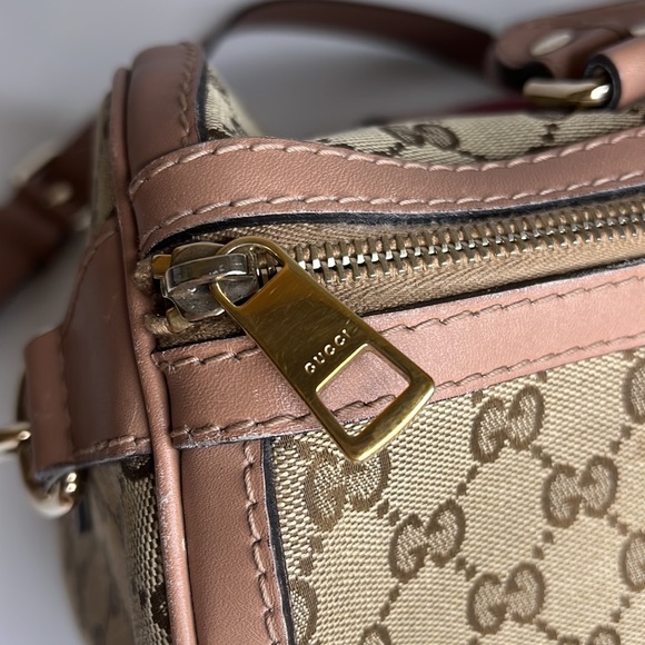 SOLD - Gucci Boston bag pink and burgundy stripe - Picture 7 of 16